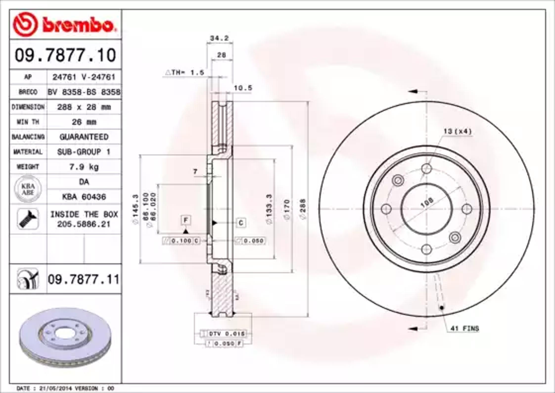 Диск тормозной BREMBO 09.7877.10