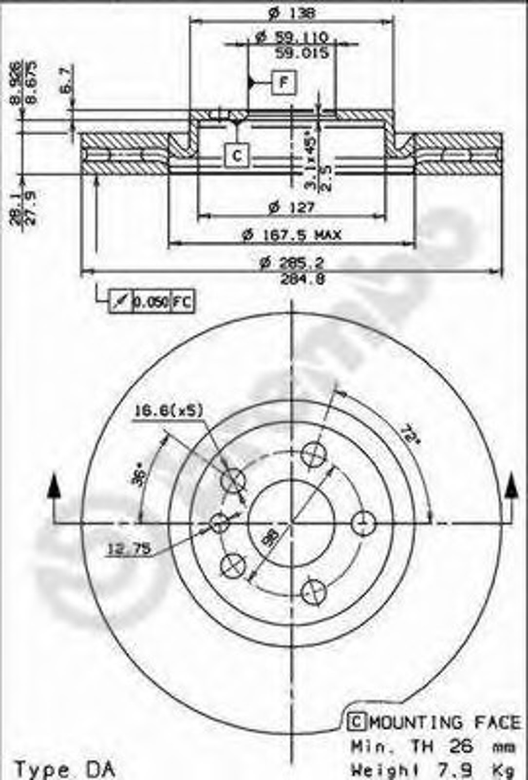 Диск тормозной BREMBO 09.8003.10