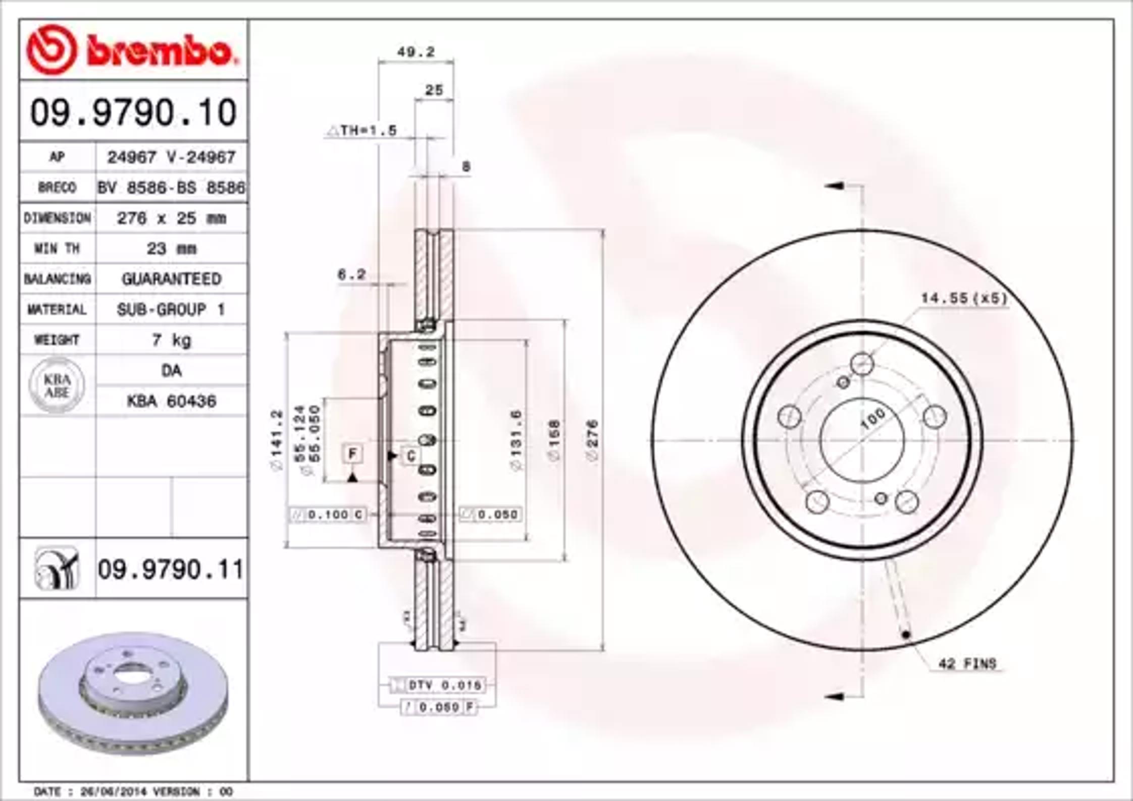 Диск тормозной BREMBO 09.9790.10
