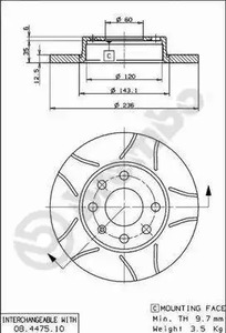 Диск тормозной BREMBO 08.4475.75