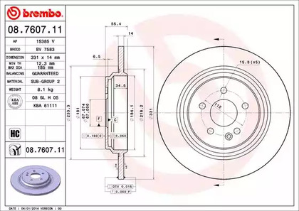 Диск тормозной BREMBO 08.7607.11