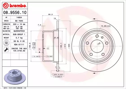 Диск тормозной BREMBO 08.9556.10