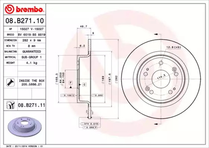 Диск тормозной BREMBO 08.B271.11