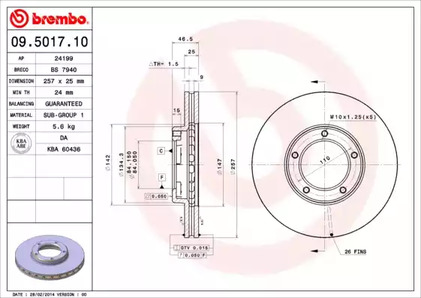 Тормозной диск BREMBO 09.5017.10