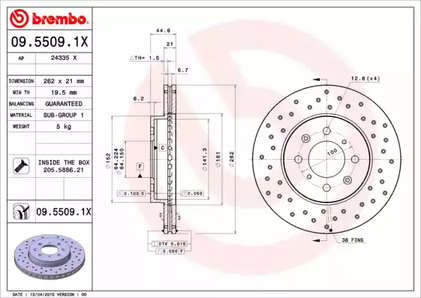 Тормозной диск BREMBO 09.5509.1X