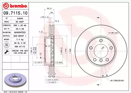 Диск тормозной BREMBO 09.7115.10