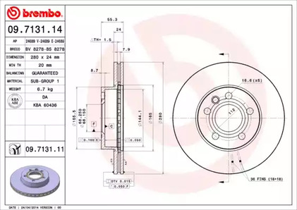 Тормозной диск BREMBO 09.7131.14