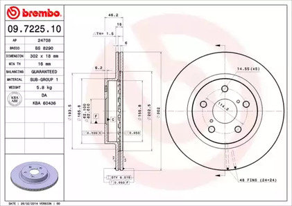 Диск тормозной BREMBO 09.7225.10