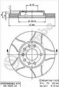 Диск тормозной BREMBO 09.7629.75