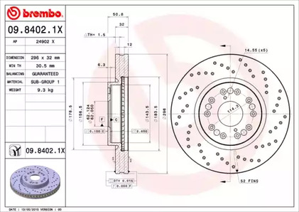 Тормозной диск BREMBO 09.8402.1X
