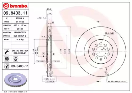Диск тормозной BREMBO 09.8403.11