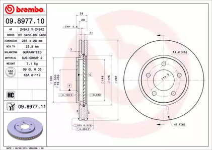 Тормозной диск BREMBO 09.8977.10