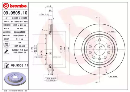 Тормозной диск BREMBO 09.9505.11