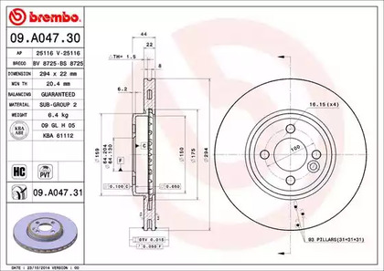 Тормозной диск BREMBO 09.A047.31