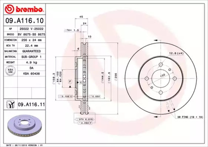 Тормозной диск BREMBO 09.A116.11