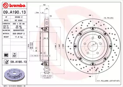 Тормозной диск BREMBO 09.A190.13