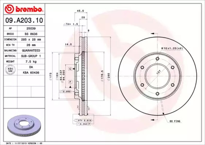 Тормозной диск BREMBO 09.A203.10