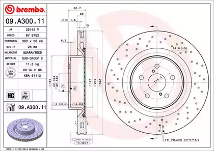 Тормозной диск BREMBO 09.A300.11