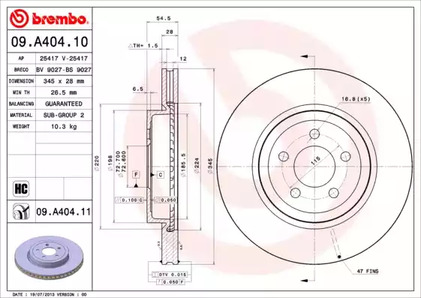 Тормозной диск BREMBO 09.A404.11