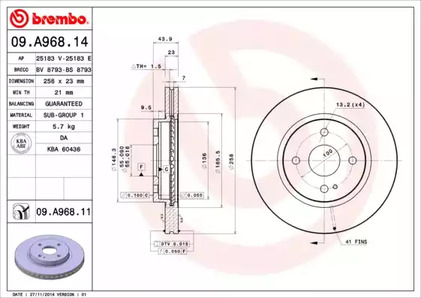 Тормозные диски BREMBO 09.A968.14