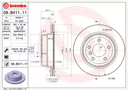 Диск тормозной BREMBO 09.B411.11