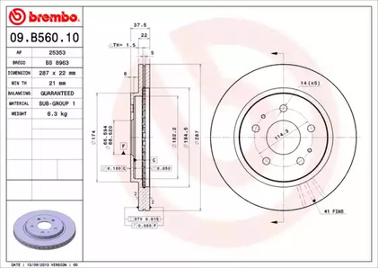Диск тормозной BREMBO 09.B560.10
