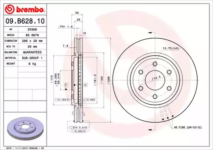 Тормозной диск BREMBO 09.B628.10