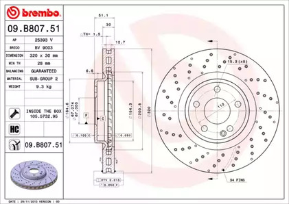 Тормозной диск BREMBO 09.B807.51
