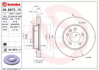 Тормозной диск BREMBO 09.B973.11