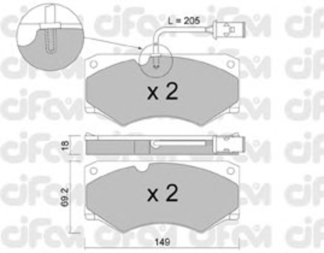 Комплект тормозных колодок дисковый тормоз CIFAM 822-014-3