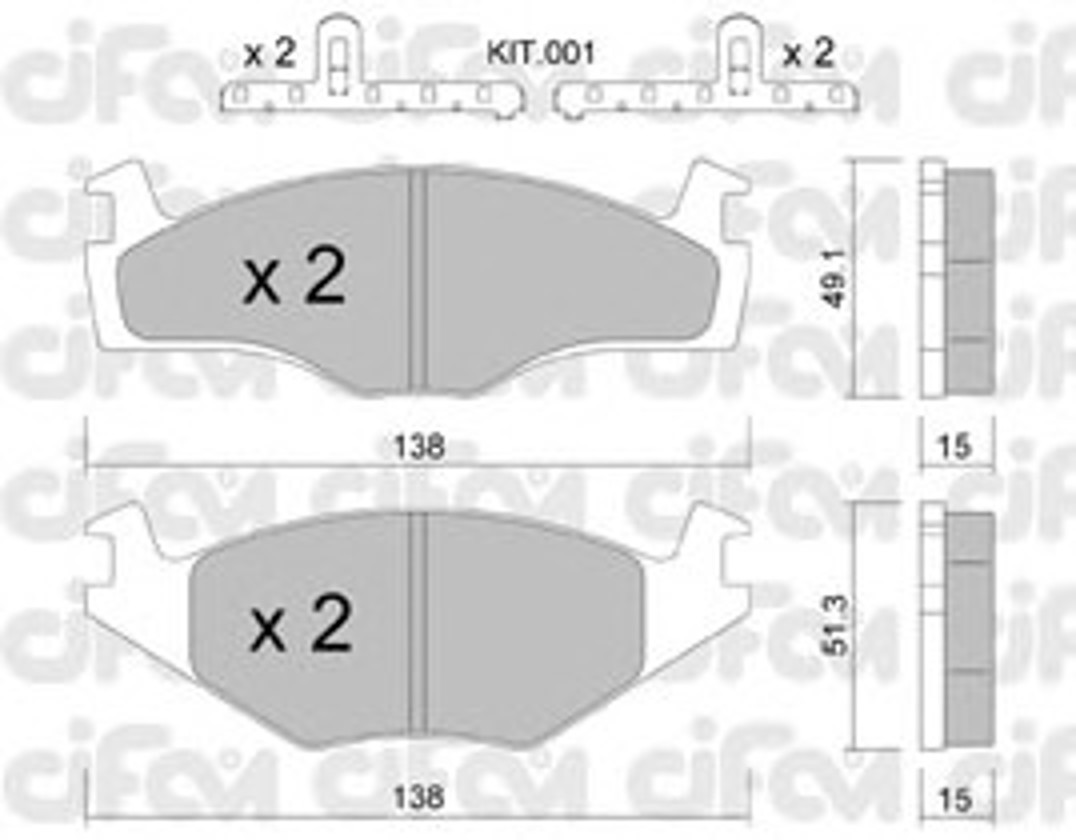 Комплект тормозных колодок дисковый тормоз CIFAM 822-045-0K