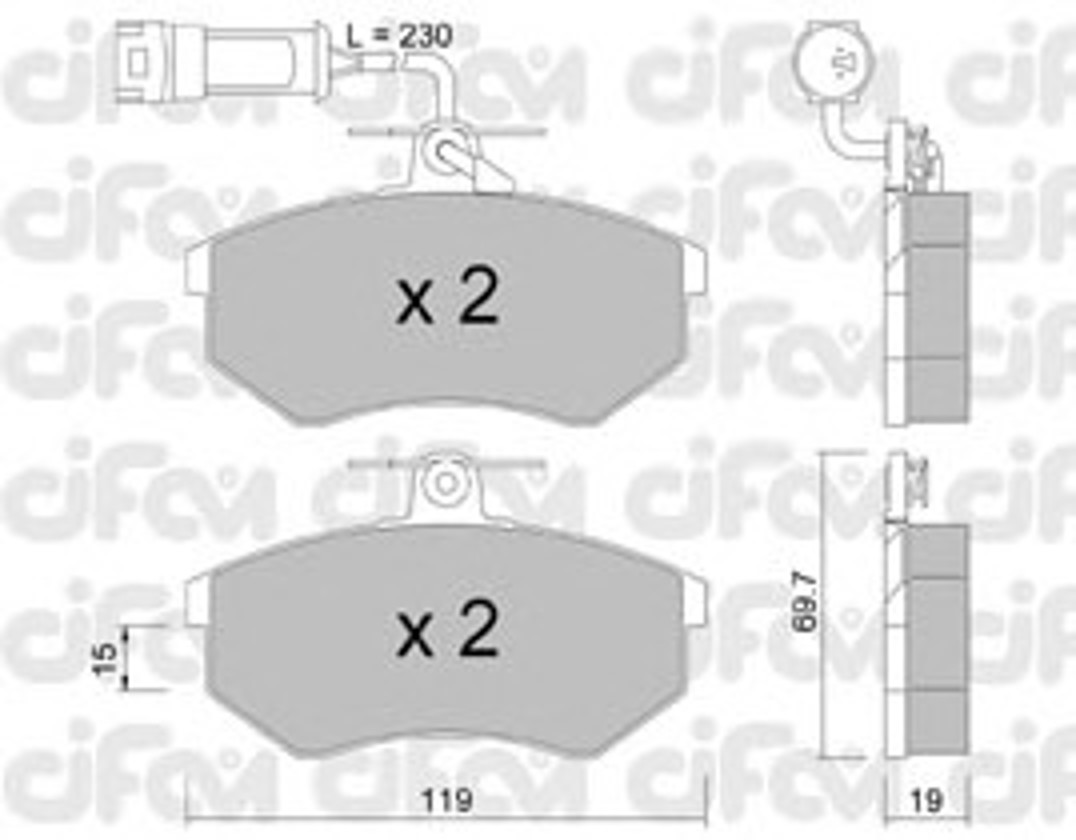 Комплект тормозных колодок дисковый тормоз CIFAM 822-148-1