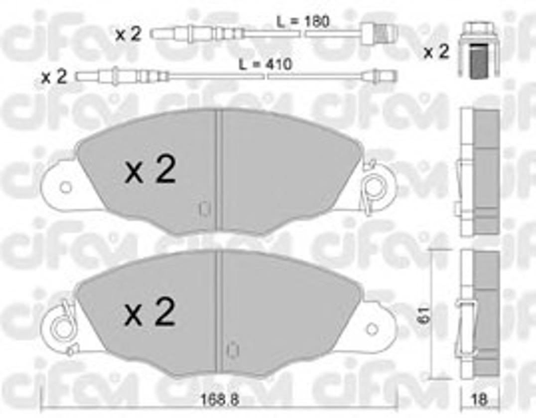 Комплект тормозных колодок дисковый тормоз CIFAM 822-334-0