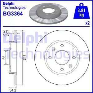 Тормозные диски DELPHI BG3364