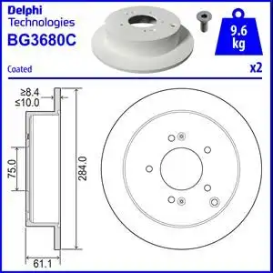 Диск тормозной DELPHI BG3680C