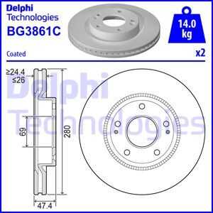 Тормозные диски DELPHI BG3861C