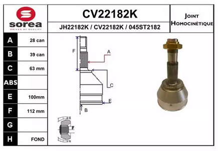 Шарнирный комплект приводного вала EAI CV22182K