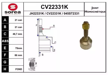 Шрус EAI CV22331K