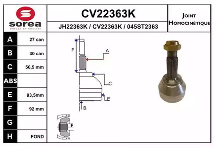 Шарнирный комплект приводного вала EAI CV22363K