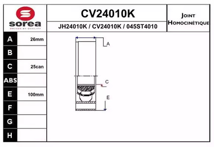 Шарнирный комплект приводного вала EAI CV24010K