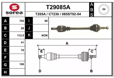 Полуось EAI T29085A