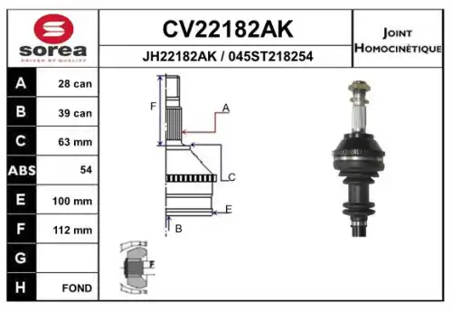 Шрус EAI CV22182AK