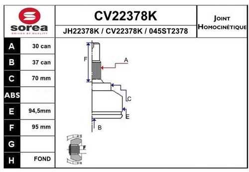 Шрус наружный к-кт EAI CV22378K