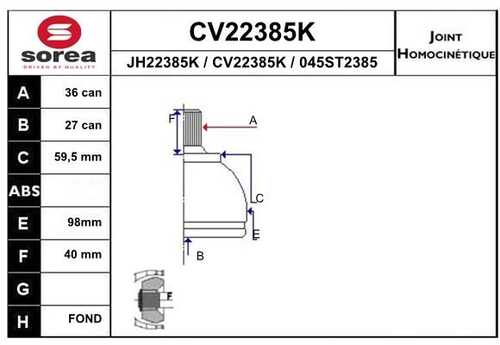 Шрус наруж.к-кт EAI CV22385K