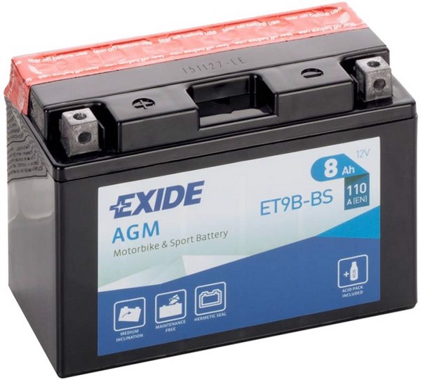 Стартерная аккумуляторная батарея exide agm EXIDE ET9B-BS