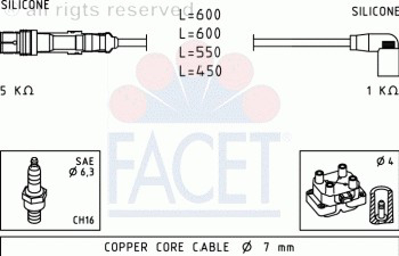 Комплект проводов зажигания FACET 4.7248