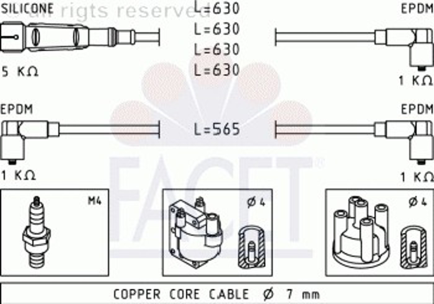 Комплект проводов зажигания FACET 4.8493