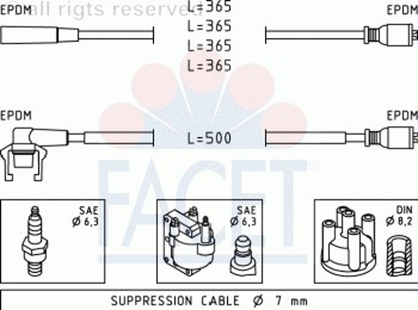 Комплект проводов зажигания FACET 4.9332