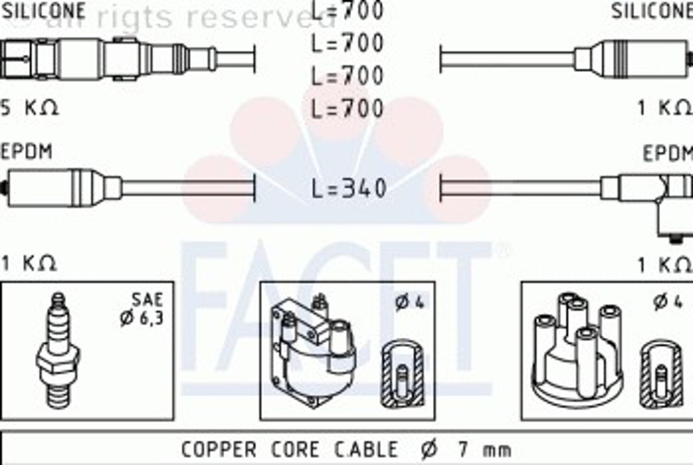 Комплект проводов зажигания FACET 4.9353