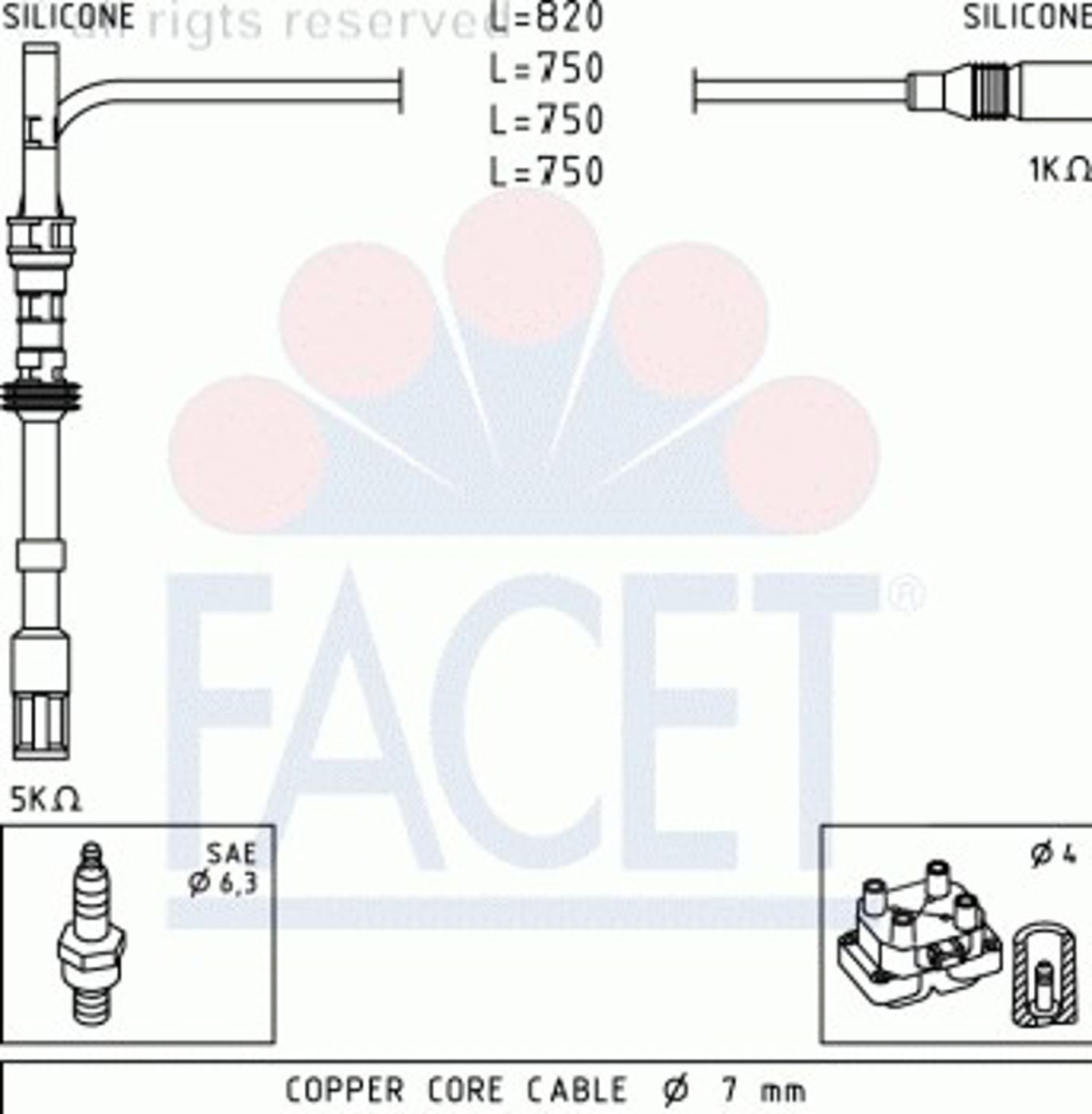 Комплект проводов зажигания FACET 4.9489